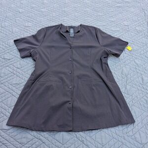 Noel Asmar Women's Black Stretch Button Front Tunic Top Large